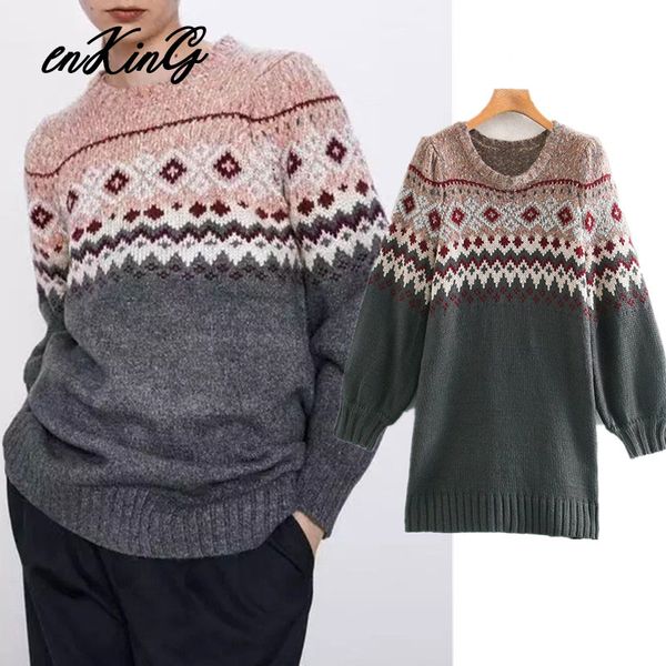 

2019 england style vintage jacquard weave o-neck oversize winter sweaters women pull femme sweaters women pullovers, White;black