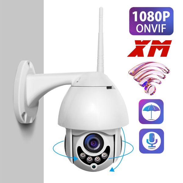 

hd 1080p wifi ptz ip camera outdoor onvif 2mp wireless securispeed dome camera ir 30m cctv surveillance cameras p2p app xmeye, Black;white