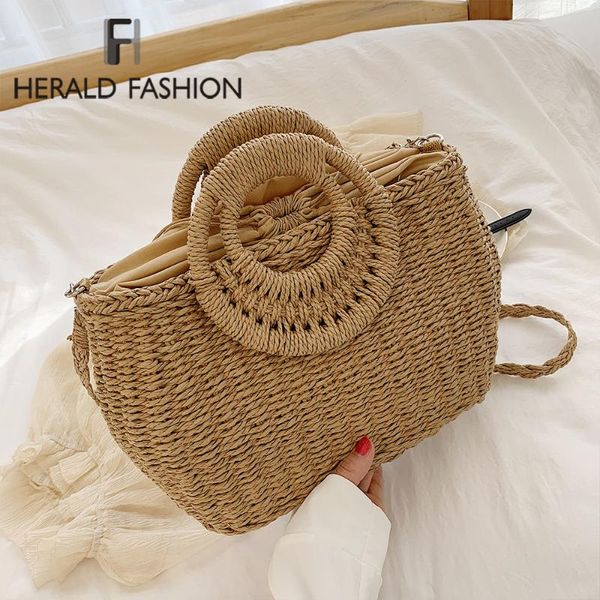 

2020 summer women straw beach bag handmade round crossbody bag circle rattan bags bohemian casual woven basket handbags