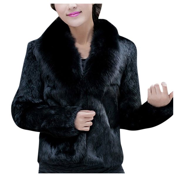 

elegant black faux fur winter warm coats casaco feminino womens ladies solid color waistcoat winter loose coat winterjas vrouwen