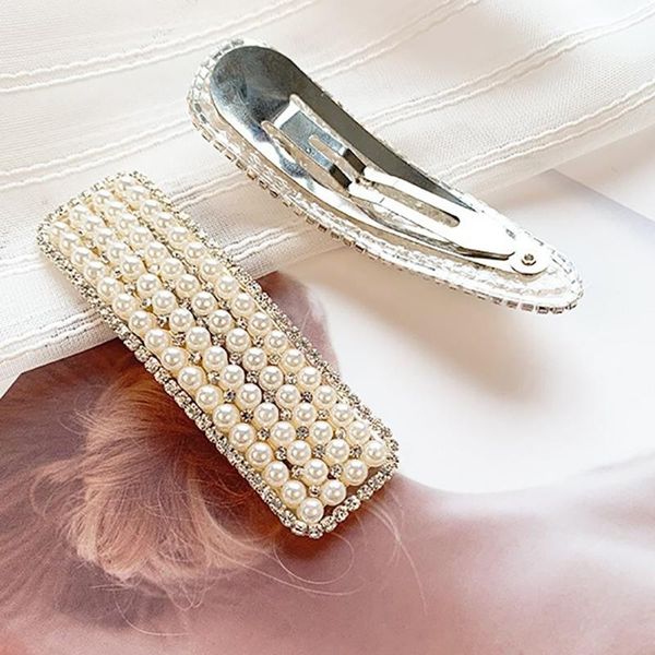 

2019 women girls elegant pearl geometric hair clips barrettes headwear hairpins headbands female hair accessories xmjtb, Black