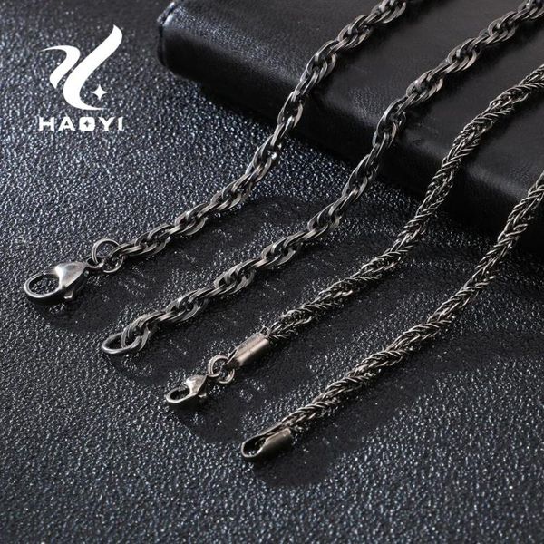 

haoyi new fashion stainless steel necklace for men gym party chain vintage style jewelry two domineering necklaces, Silver
