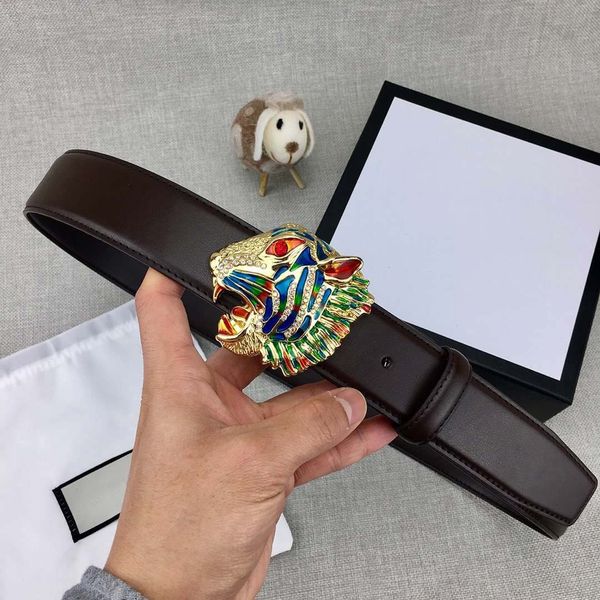 

модный тигр мужские женские дизайнерские ремни роскошные ремни бренд мода кожаный ремень новинка гладкая пряжка ширина 38 мм высокое качеств, Black;brown