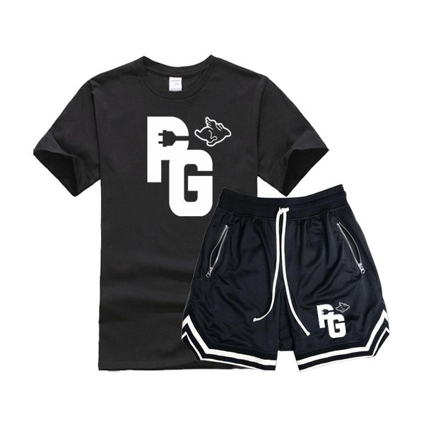 

2020 brand new pocket zip 2 pieces men sets male clothing sportswear summer fitness print men shorts+t shirt men's suit, Gray