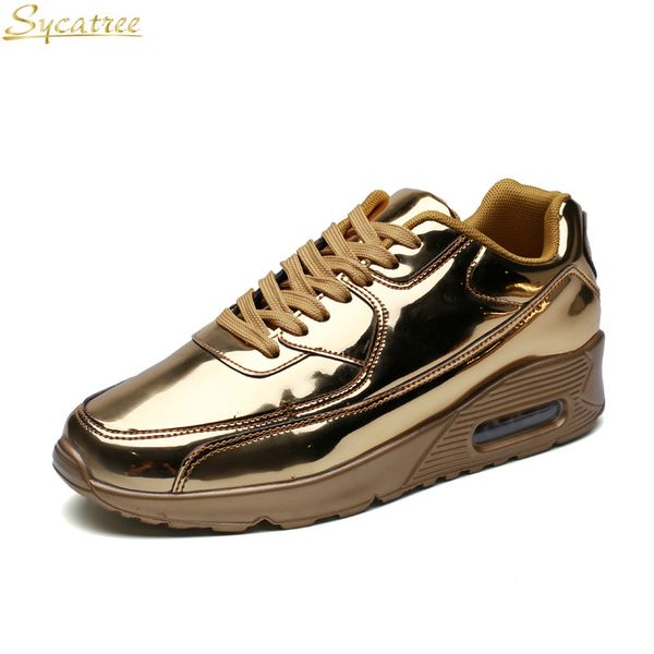 

sycatree shining running shoes for men sport shoes 2018 gold silver clear jogging trendy air cushion sneakers zapatillas