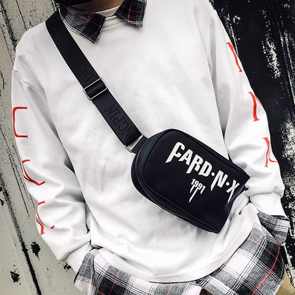 

men's fanny pack canvas shoulder bag trend small chest bags men causal waist bag hip hop canvas chest pack 030287