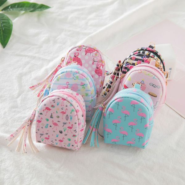 

cute women floral mini coin storage bags backpacks girls school books card backpack purse bag keys pouch gift travel organizer, Red;black