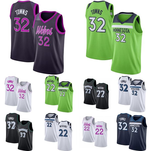 

2020 men's karl-anthony 32 towns kevin 21 garnett andrew 22 wiggins the city ncaa college basketball jerseys, Black;red