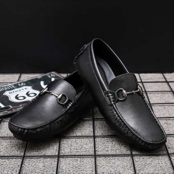 

men's shoes driving shoes casual leather loafers for men comfortable lightweight summer breathable elegantes slip on, Black