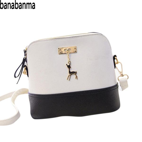 

banabanma women handbag fashion solid color satchel pu leather shoulder shell bag deer pendant bags for women 2018 zk50