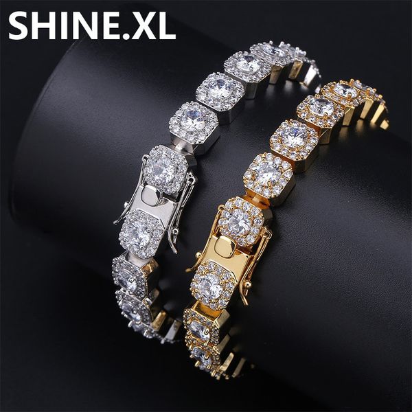 

Хип-хоп Iced Out мужские круглые браслеты из серебра с цирконами