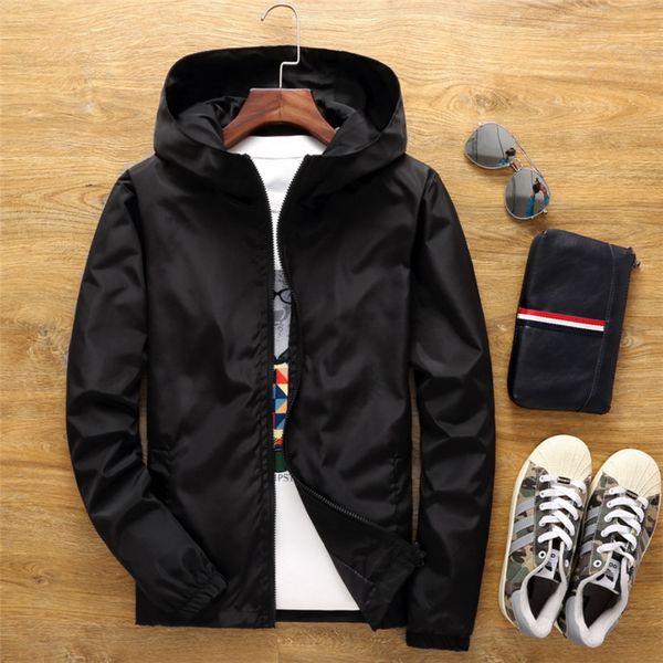 

plus size 6xl 7xl new spring autumn bomber jacket men women casual solid windbreaker zipper thin hooded coat outwear male jacket, Black;brown