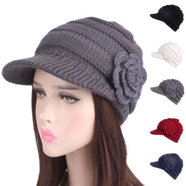 

мода женщин beanie cap открытый теплый вязание зимние шапки багги берет cap casual solid color брим брим wool hat, Blue;gray
