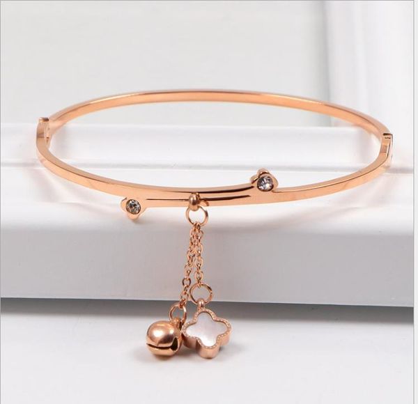 

bell pendant titanium steel bracelet 18k rose gold bracelet with diamond bracelet stainless steel, Golden;silver