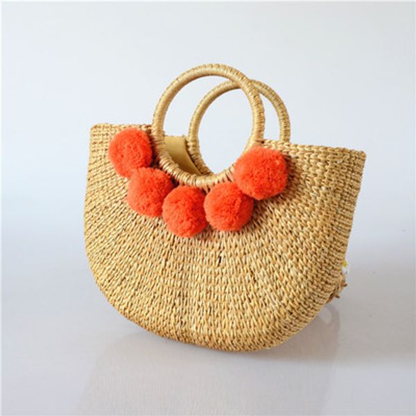 

new women's straw hand bag shoulder tote bag bucket summer bags women bulb rattan braided bolsa feminina dropshipping