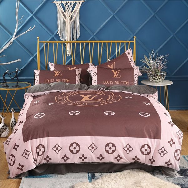 2019 Nice Flower Duvet Cover Circle Letter Print Corduroy Thicken