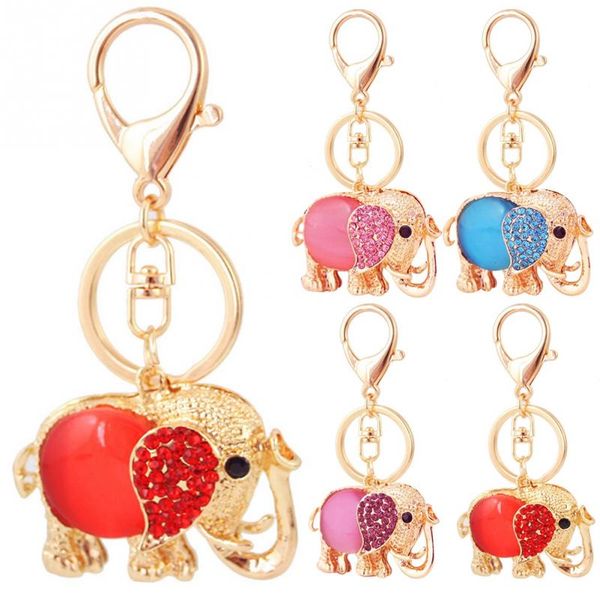 

new delicate zinc alloy cute elephant shape key chain keyring rhinestone keychain car decor, Silver