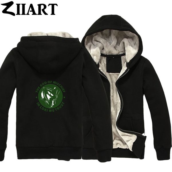 

loki the god of mischief in loki we trust couple clothes boys man male full zip autumn winter plus velvet parkas ziiart, Black