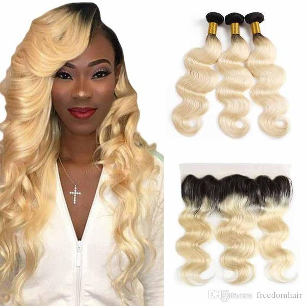 

malaysian human hair weaves with 4x4 closure body wave brazilian indian virgin hair bundles with frontal closure 1b 613 color hair, Black;brown