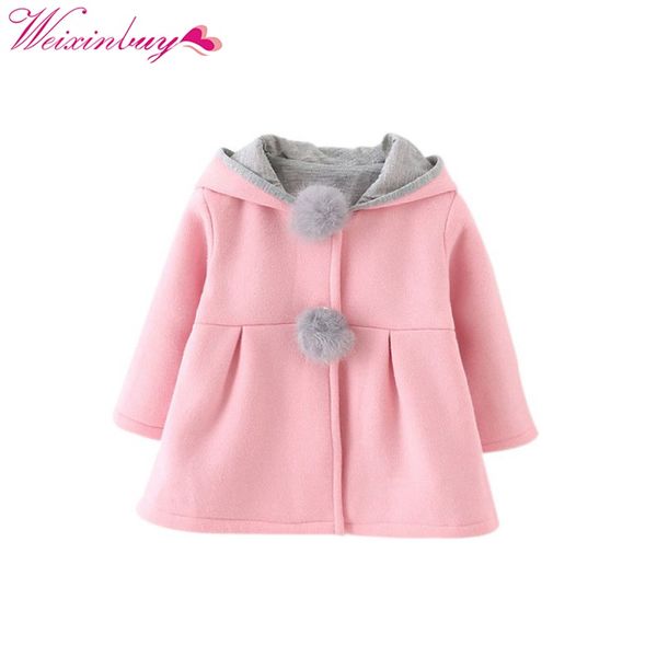 

children clothing baby girl coats ear hooded girls coat autumn winter warm kids jacket outerwear 1-4t, Blue;gray