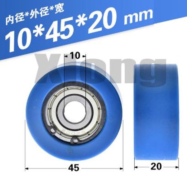 

4pcs 10*45*20mm rolling wheel pulley circlip embedded 6200zz bearing nylon plastic coated rubber passive wheel flat wheel
