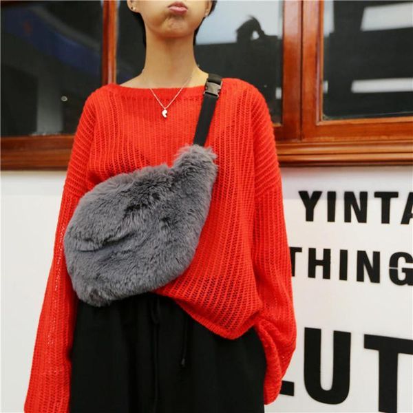 

new 2020 winter fur waist bag faux mink bananka leisure handbag lady fanny pack women crossbody shoulder belly band belt bag