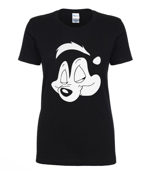 Fashion-Tee donna Cartoon Pepe Le Pew Paragraph Stampa Kawaii T Shirt donna 2017 Estate T Shirt donna Cotone di alta qualità Tops Tees