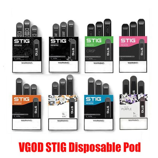 

Оригинального Vgod Стиг Pod Starter Kits 270mAh Аккумулятор Заряженный Одноразовый Vape Pen опорожнить Ecig Kit с 1,2 мл Бобами портативного 100% Authentic