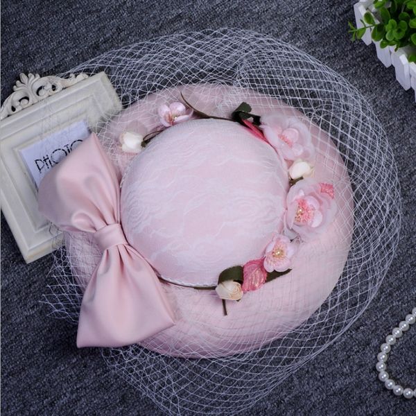 

new arrival fresh sweet bowknot flowers grenadine bridal hat/wedding p props 1055