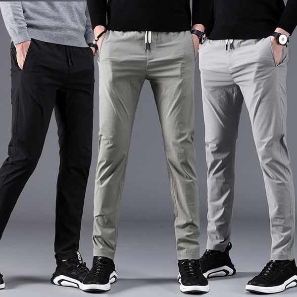 

mrmt 2019 brand autumn winter men's trousers tether loose waist waist casual trousers pants for male pure color cotton, Black