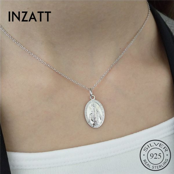 

inzagothic religion holy mother maria pendant necklace real 925 sterling silver fine jewelry gold color for women party gift