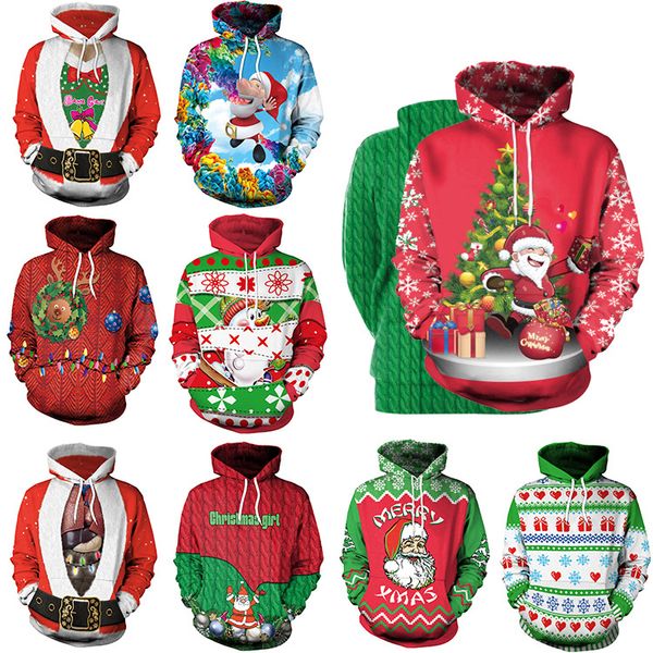 

men women 2019 ugly christmas sweater vacation santa elf funny christmas fake hair jumper autumn winter clothing men women, Black