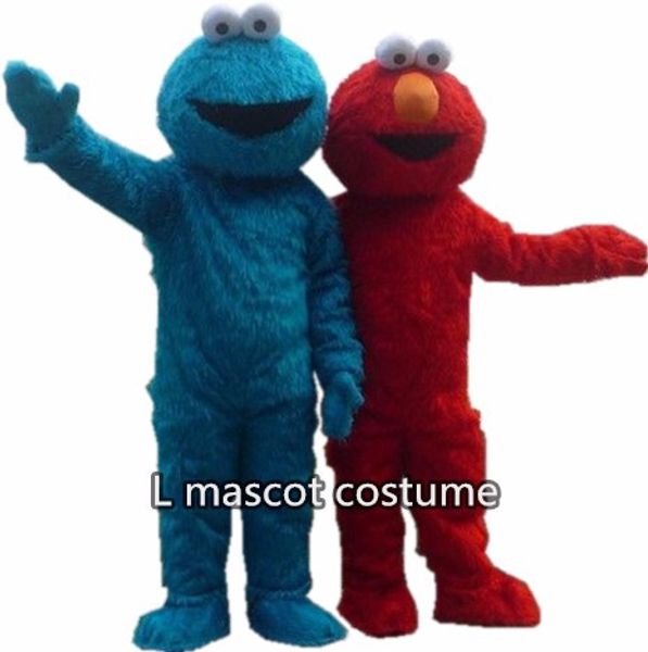 

новый костюм талисмана elmo длинный мех сезам улица костюм талисмана синий печенье монстр мультфильм талисман взрослый размер бесплатная дос, Red;yellow