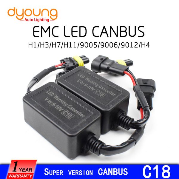 

c18 2pcs strengthen led headlight canbus kit h1 h4 h15 9005 9006 h7 h13h11 computer warning error emc resistor canceler decoder