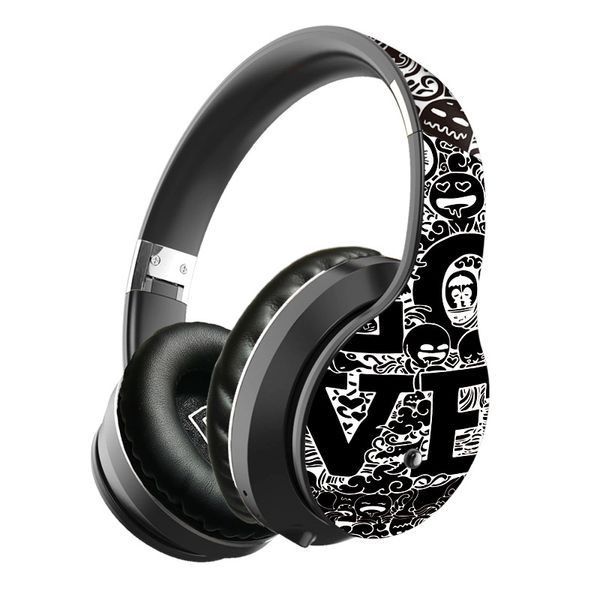 

graffiti headset bluetooth headset 5.0 foldable retractable plug-in cartoon use sports high sound quality smart noise cancelling headphones