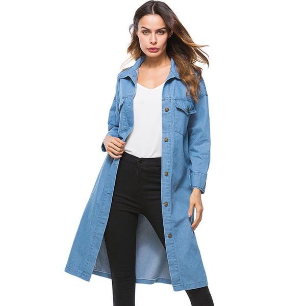 

женская одежда осень новый однобортный сложите вниз воротник средней длины бутик ковбойская рубашка повседневная куртка, Black