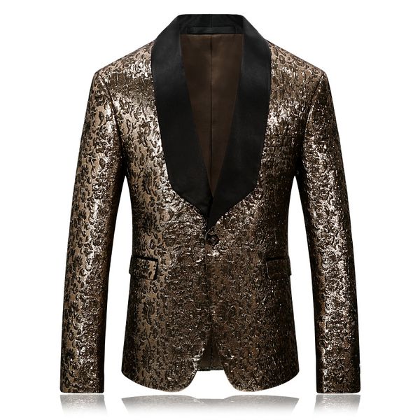 

pyjtrl men gold jacquard suit jacket quality blazer, White;black