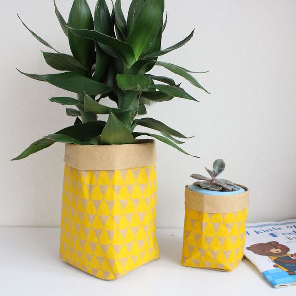 

nordic washable kraft paper bags unique plant flowers pots multifunction household storage bags reusable practical storage