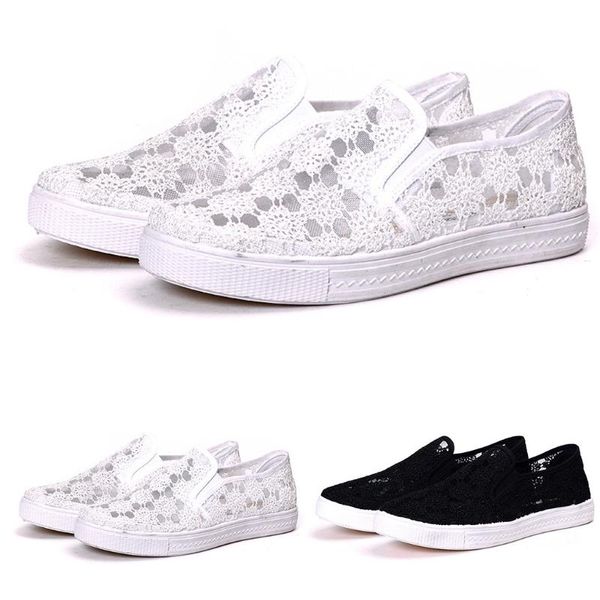 

flats women breathable lace hollow mesh slip-on casual shoes lazy shoes fashion solid color comfortable flats summer shoes#, Black