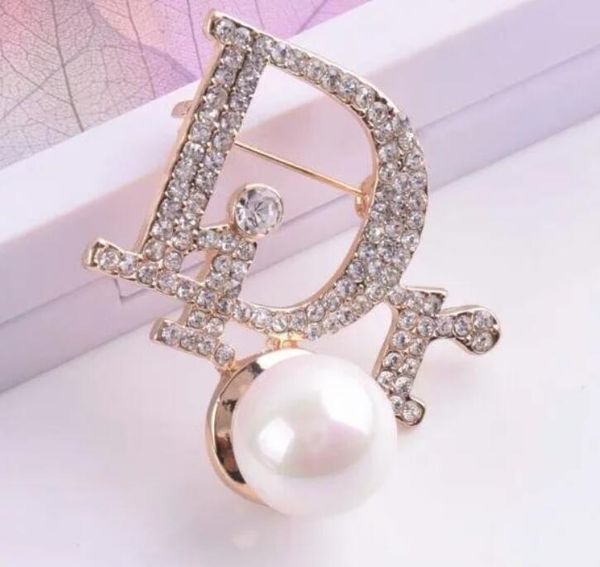 

2019 luxury designer exquisite double letter brooch for women statement brand fashion brooches pins accessories jewelry gift 8913, Gray