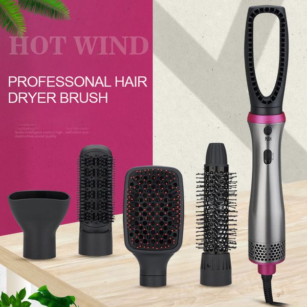 

hair dryer comb 5 in1 multifunctional airwrapvolumizer rotating hair brush curler roller rotate styler comb styling curling wholesale