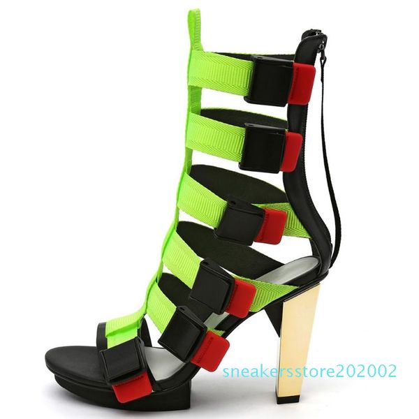 

sarairis fashion street style gladiator sandals women high heels sandals ladies new ins style bright color party shoes s02, Black