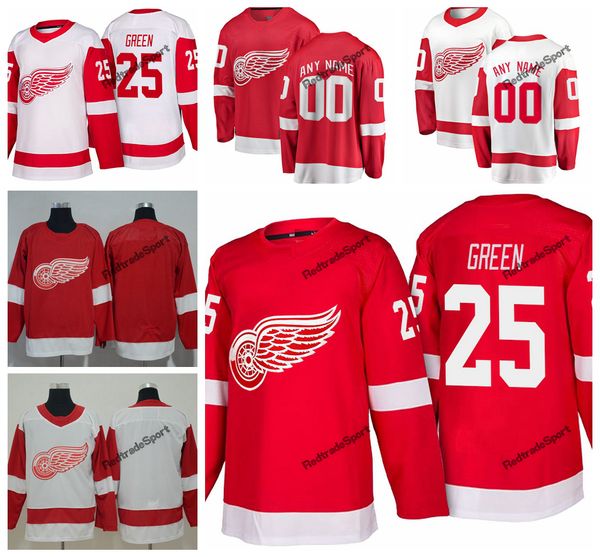 

2019 detroit red wings mike green hockey jerseys mens custom name home red #25 mike green stitched hockey shirts s-xxxl, Black;red