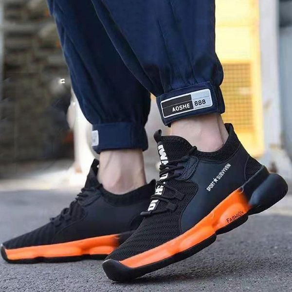 

mens steel toe safety work shoes lightweight breathable casual outdoor, Black