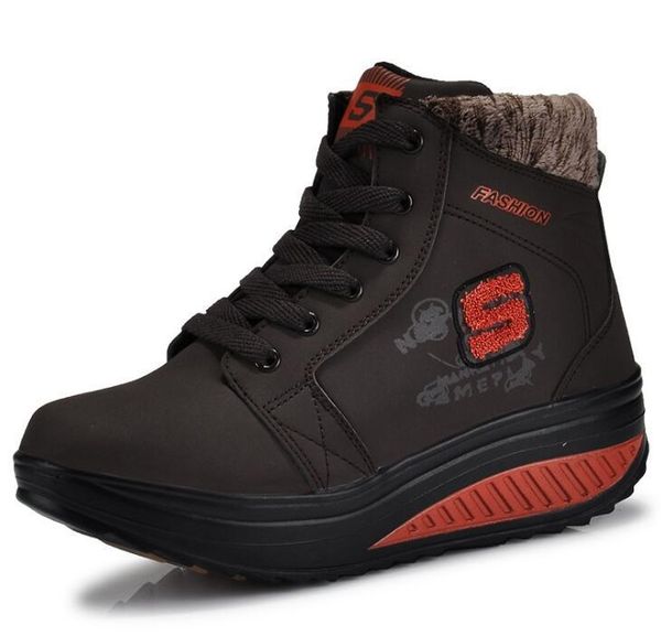 

winter women sneakers with fur height increasing waterproof running shoes outdoor thermal plush sport shoe for girls, Black;white