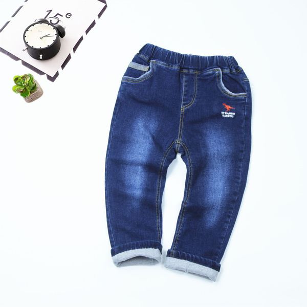 

tbdgh boy's and elastic double-layer children's cotton hanging embroidery little dinosaur boy's and jeans elastic double-laye, Blue