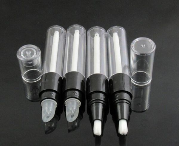 Tubo/bottiglia per lucidalabbra trasparente + nero da 4,5 ml, mini penna twist rotonda vuota, penna dial up in plastica usa e getta con punta in silicone LX7401
