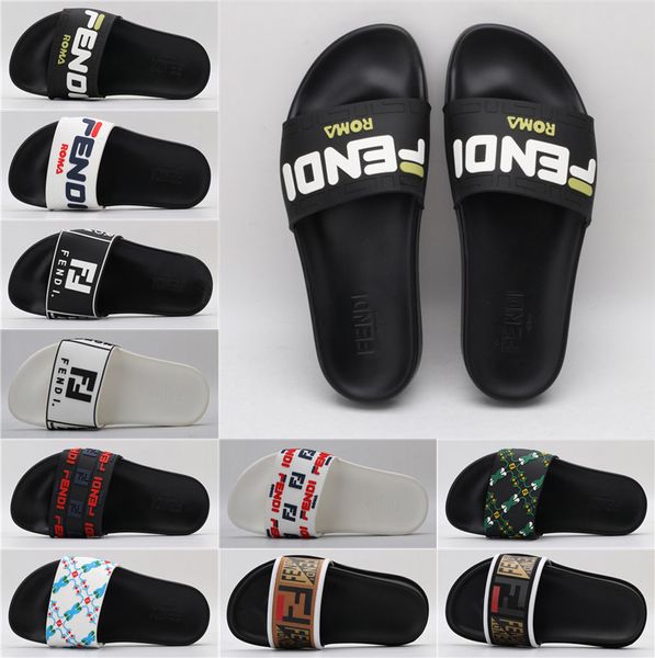 

19 designer shoes black rubber color web slide sandal luxury bees sandals slippers beach causal fashion brand slipper 19 fendi