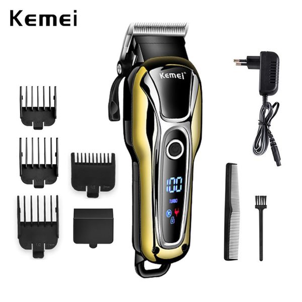 

kemei 100-240v electric rechargeable hair trimmer men's professional electric hair clipper shaver razor lcd screen km-1990 homeindustry