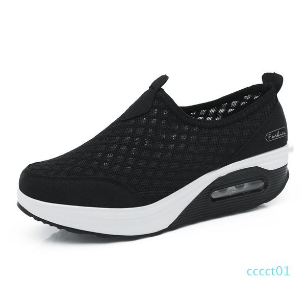

women's platform shoes leisure mesh cloth slip on female shoes women summer breathable sneakers woman size 35-41 d01 ct01, Black